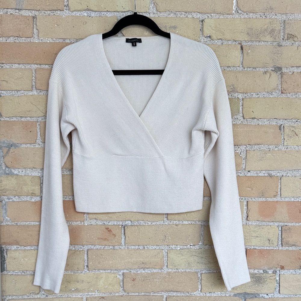 Dynamite Cream Ribbed Knit Top